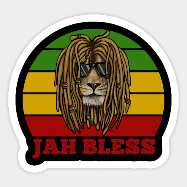 Jah Bless, Jamaica, Rasta African Lion Sticker by logiamerch
